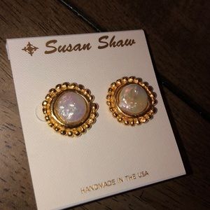 Susan Shaw Dotted Coin Pearl Earrings